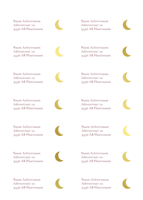 Adresstickers geboortekaartje rond Tessa Wieg