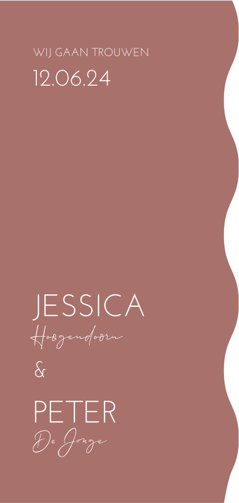 Trouwkaart vorm golf modern roest rood