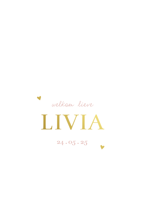 Geboortekaartje meisje met stans voor droogbloemen en goudfolie