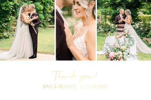 Bedankkaart bruiloft romantisch foto collage