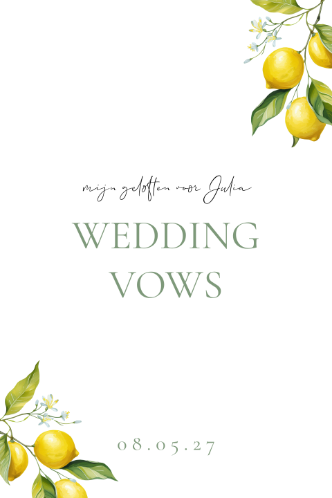 Geloftenboekje trouwkaart citroen his vows