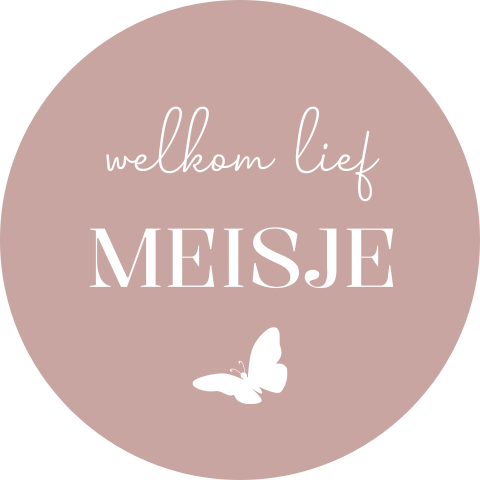 Sluitsticker geboortekaartje Milou roze welkom meisje vlinder