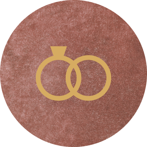 Sluitsticker trouwkaart Michael & Lisette velvet terra trouwringen