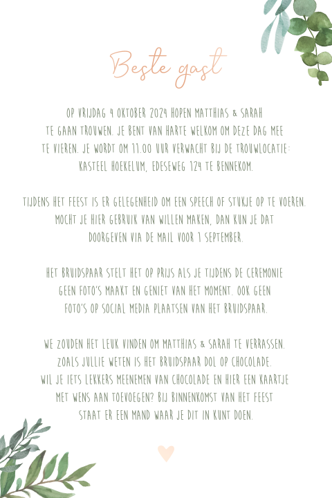 Ceremoniemeester kaart botanisch rosefolie