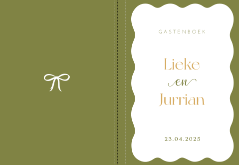 Gastenboek bruiloft staand groen Chic Bow