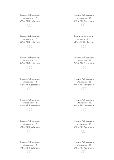 Adresstickers trouwkaart rond Lovely Lila