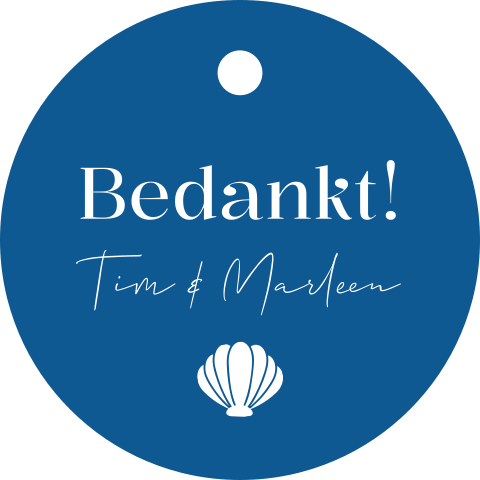Label bedankjes bruiloft rond blauw - 16 stuks