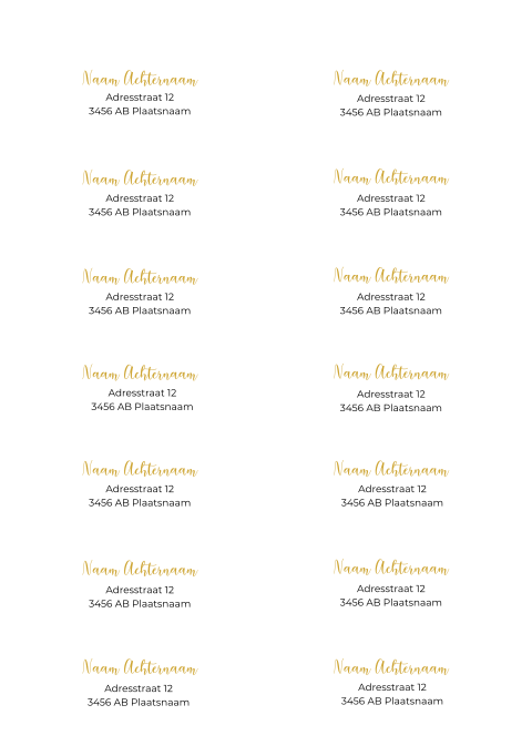 Adresstickers trouwkaart rond Golden Lettering