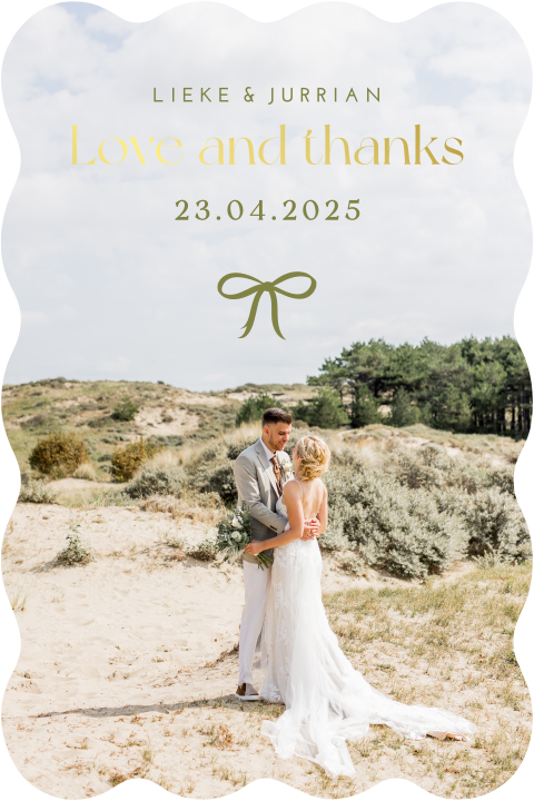 Bedankkaart bruiloft golf modern foto Chic Bow