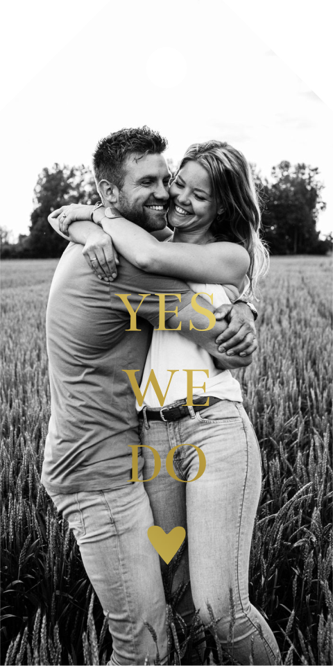 Label hangtag voor trouwkaart met foto & goudfolie - 18 stuks