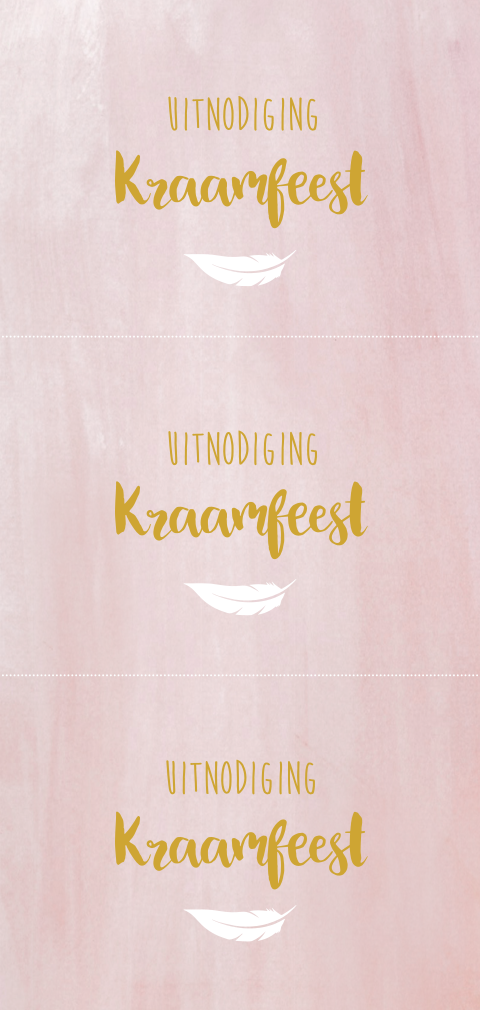 Kraamfeest uitnodiging kaartje roze 3 stuks