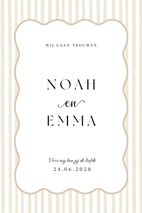 Trouwkaart vintage strepen beige