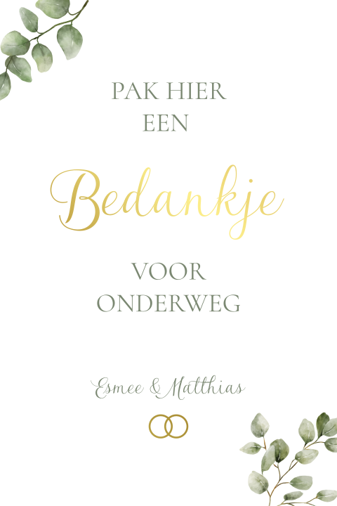 Kaart bij bedankjes - Eucalyptus Elegance