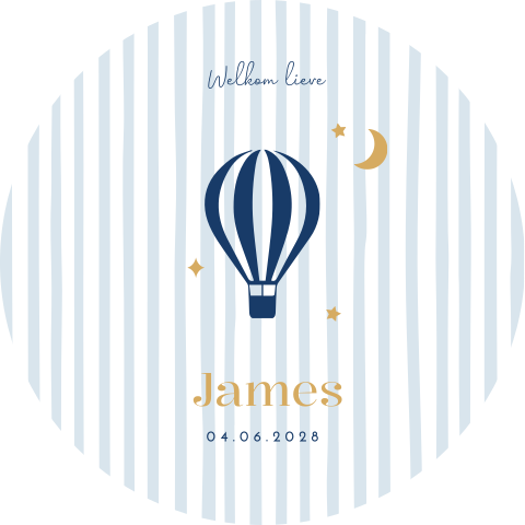 Raamsticker rond 60 cm James streepjes luchtballon
