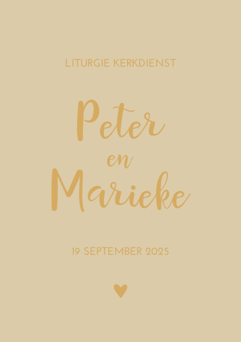 Liturgie boekje trouwdienst Golden Days