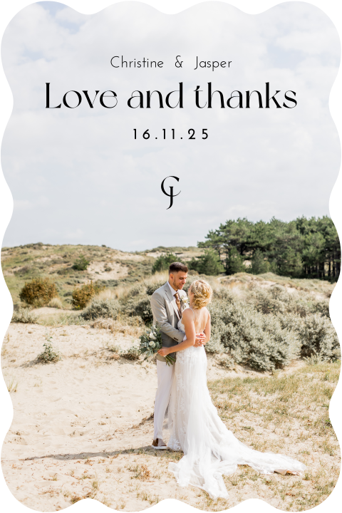 Bedankkaart bruiloft golf modern foto True Elegance