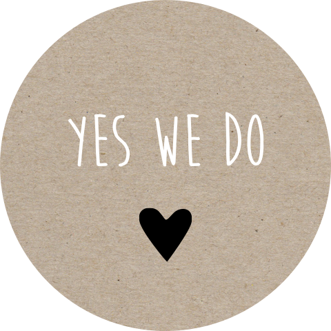 Sluitsticker trouwkaart Remco & Natasja kaftpapier modern yes we do