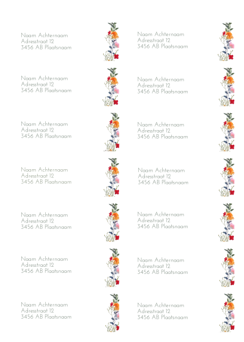 Adresstickers trouwkaart rond Wildflower love