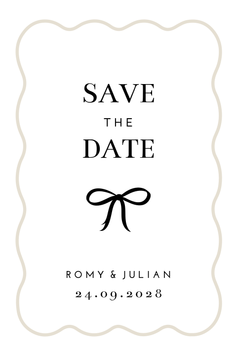 save the date kaart modern strik zwart