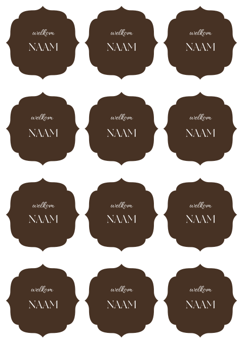 Naamkaartjes bruiloft klassiek bruin