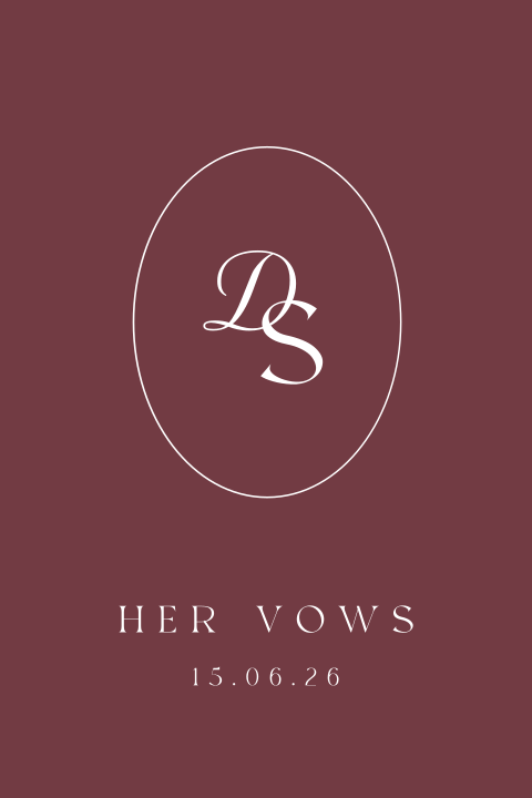 Geloftenboekje bruiloft trouwlogo burgundy her vows