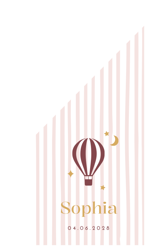 Geboortevlag klein geboortekaartje Sophia streepjes luchtballon 