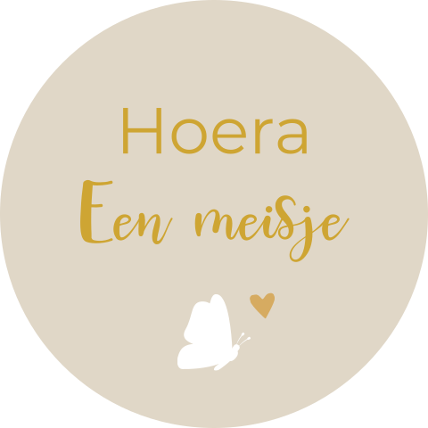 Sluitsticker geboortekaartje Sophie beige hoera meisje