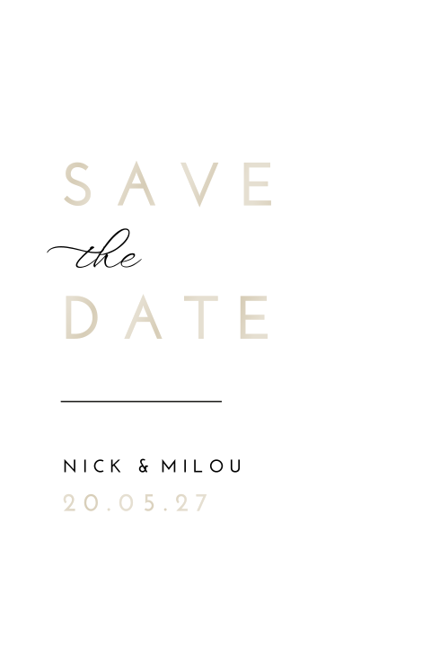 Save the date kaart modern klassiek wit beige