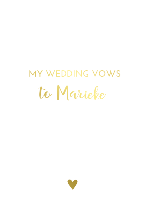 Geloftenboekje bruiloft wit goudfolie his vows