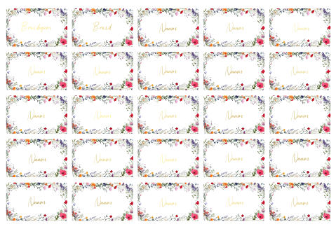 Naamkaartjes bruiloft bloemen wildflower - 25 stuks