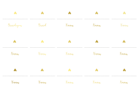 Naamkaartjes gevouwen goudfolie hartje sierlijk