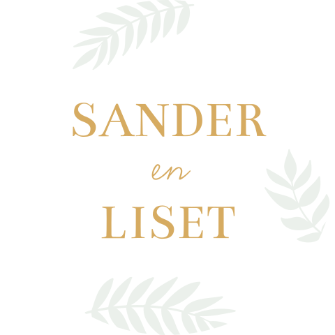 Sluitsticker trouwkaart Sander & Liset botanisch wit takjes