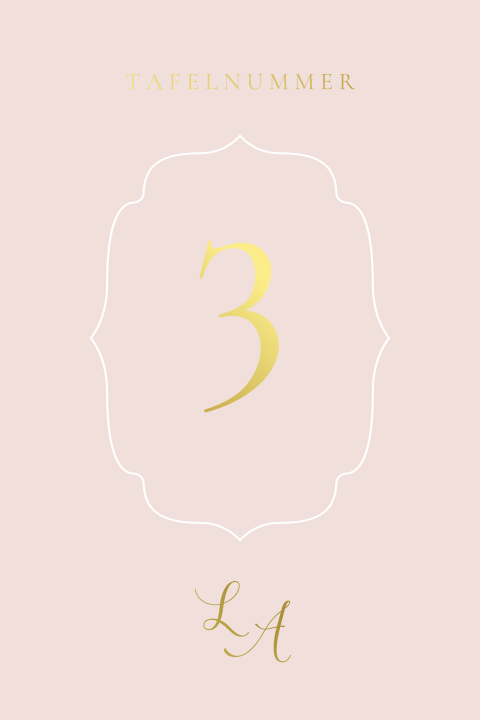 Tafelnummer kaart bruiloft klassiek blush