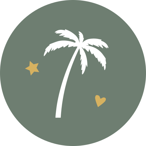 Sluitsticker geboortekaartje jongen groen palmboom