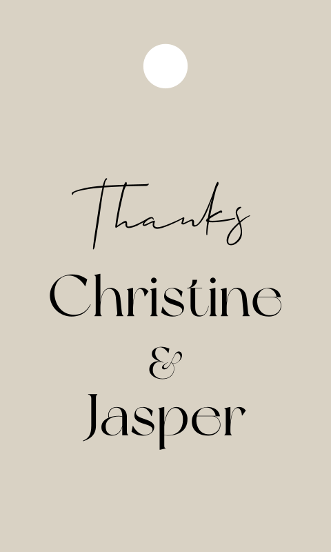 Label bedankjes bruiloft beige True elegance - 18 stuks