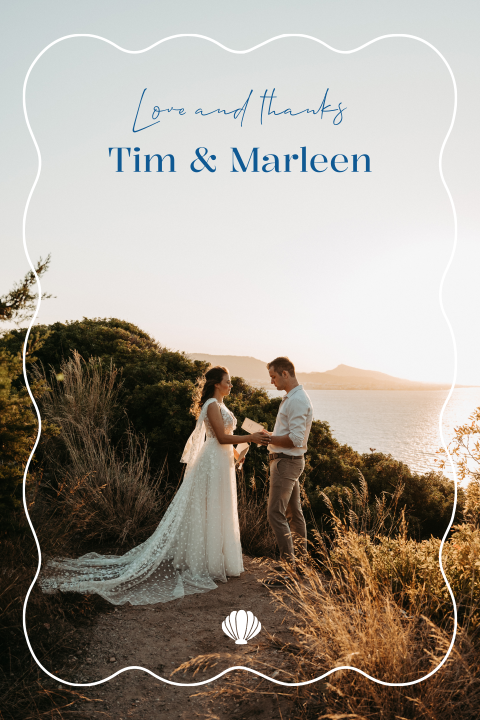 Bedankkaart bruiloft modern foto golf