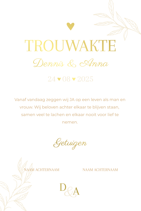 Trouwakte bruiloft ceremonie Classic Love