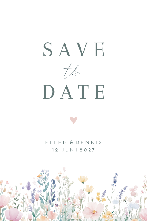 Save the date bruiloft romantisch bloemen