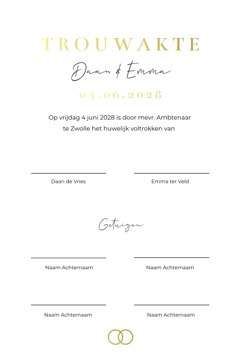 Trouwakte bruiloft ceremonie Romantic Beige