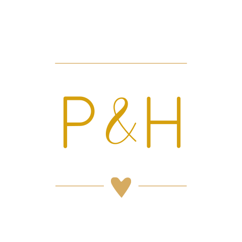 Sluitsticker trouwkaart Peter & Hannah wit trouwlogo goud