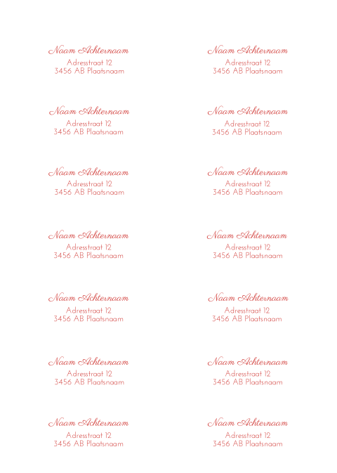 Adresstickers trouwkaart rond Loving Red 