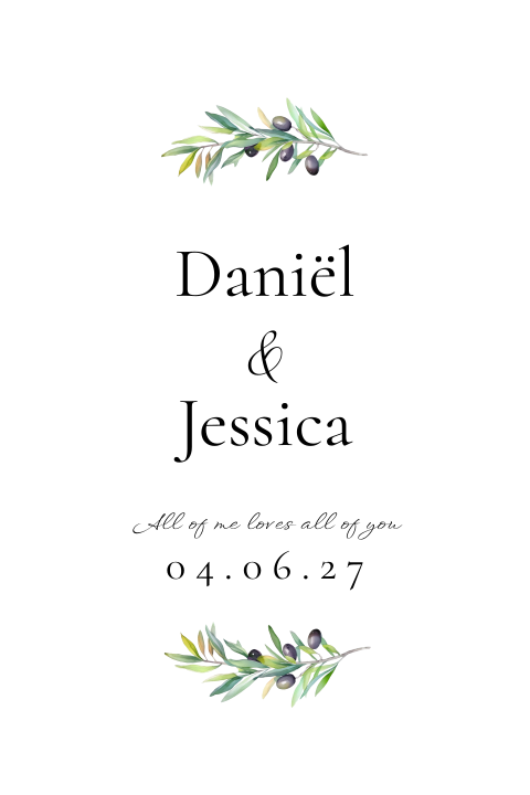 trouwkaart boogvorm olijftak Italië