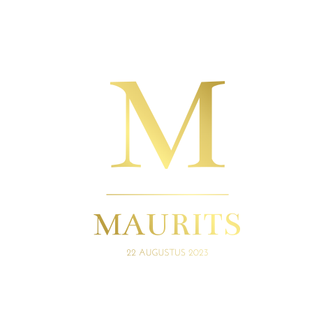 Geboortekaartje neutraal met letter in goudfolie