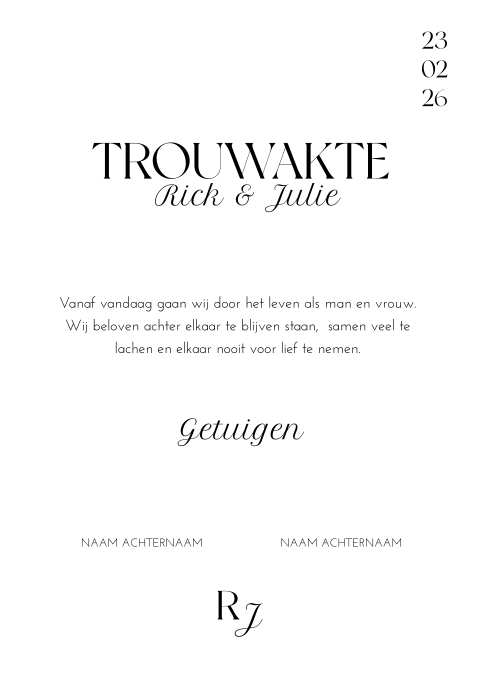 Trouwakte bruiloft Endless Chic