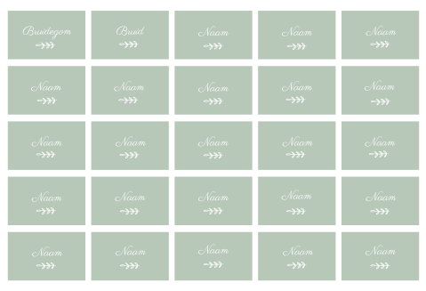 Naamkaartjes bruiloft mintgroen sierlijk takje