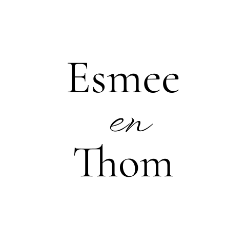 Sluitsticker trouwkaart wit Esmee & Thom modern zwart