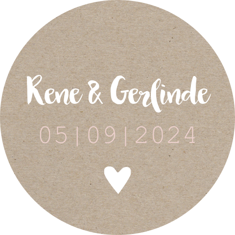 Sluitsticker trouwkaart Rene & Gerlinde kraft trouwdatum wit