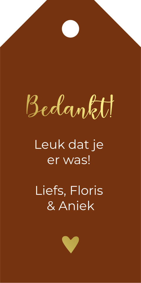 Label bedankjes bruiloft hangtag rood goudfolie - 18 stuks