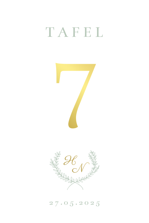 Tafelnummer kaart bruiloft Green Elegance