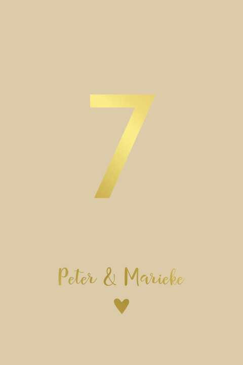 Tafelnummer kaart bruiloft golden days